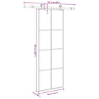 Porta Scorrevole in Vetro ESG e Alluminio 76x205 cm con Ferramenta
