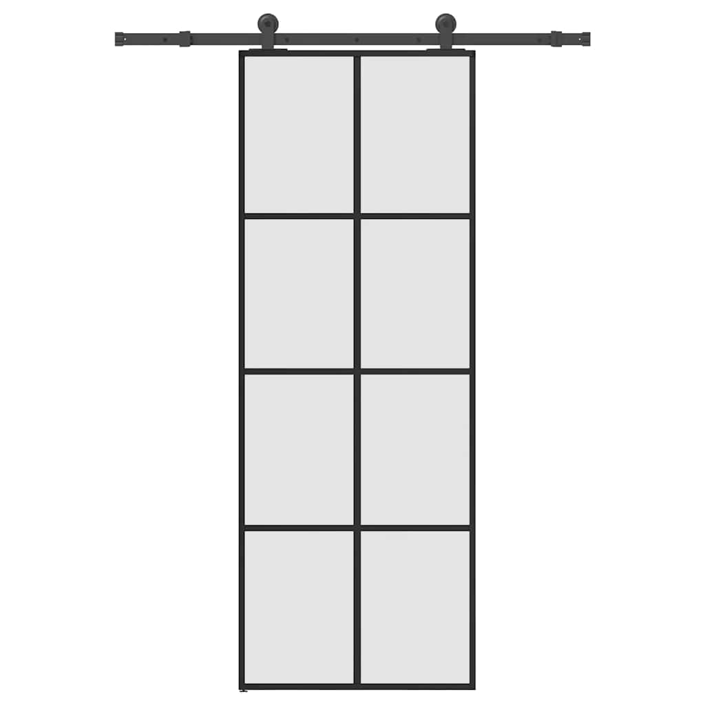 Porta Scorrevole in Vetro ESG e Alluminio 76x205cm con Ferramenta