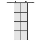 Porta Scorrevole in Vetro ESG e Alluminio 76x205cm con Ferramenta