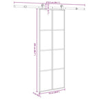 Porta Scorrevole in Vetro ESG e Alluminio 76x205cm con Ferramenta
