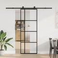 Porta Scorrevole in Vetro ESG e Alluminio 76x205 cm con Ferramenta