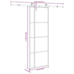 Porta Scorrevole in Vetro ESG e Alluminio 76x205 cm con Ferramenta