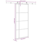 Porta Scorrevole con Ferramenta 90x205cm Vetro ESG Alluminio Nero