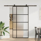 Porta Scorrevole in Vetro ESG e Alluminio 102,5x205 cm con Ferramenta