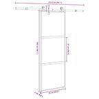 Porta Scorrevole in Vetro Temperato e Alluminio 76x205 cm