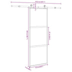 Porta Scorrevole in Vetro Temperato e Alluminio 76x205 cm