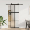 Porta Scorrevole in Vetro Temperato e Alluminio 76x205 cm