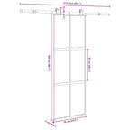 Porta Scorrevole in Vetro Temperato e Alluminio 76x205 cm