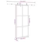 Porta Scorrevole Vetro Temperato Alluminio 90x205 cm