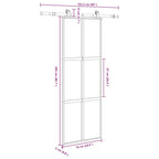 Porta Scorrevole Ferramenta 76x205 cm Vetro Temperato Alluminio Nero
