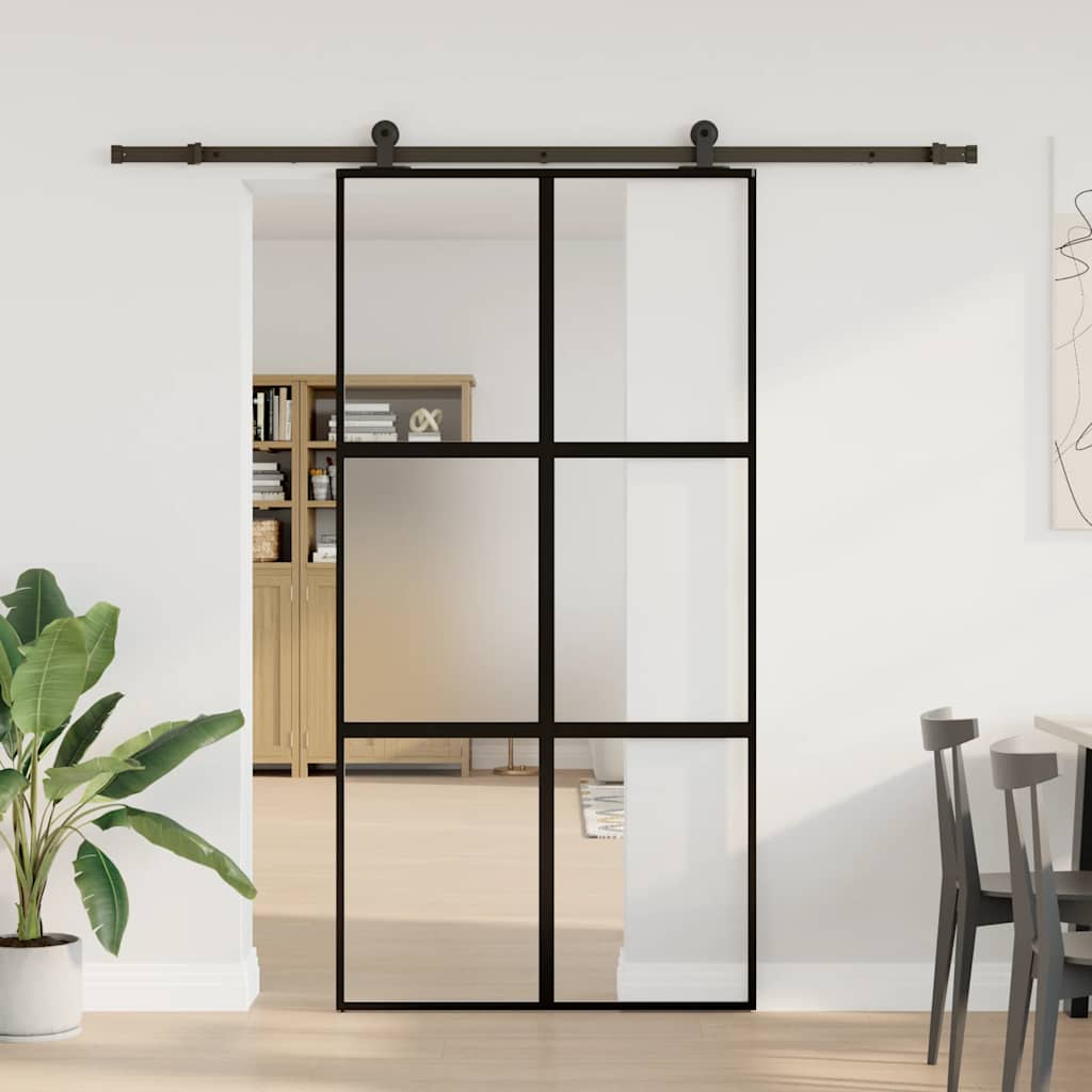 Porta Scorrevole Vetro Temperato Alluminio 102,5x205 cm