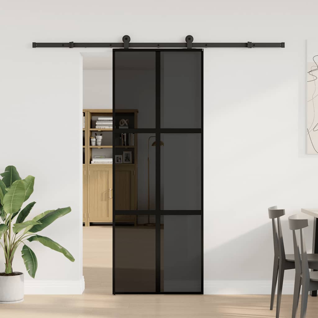 Porta Scorrevole in Vetro Temperato e Alluminio 76x205 cm
