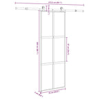 Porta Scorrevole in Vetro Temperato e Alluminio 76x205 cm