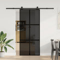 Porta Scorrevole in Vetro Temperato e Alluminio 90x205 cm