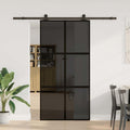Porta Scorrevole in Vetro Temperato e Alluminio 102,5x205 cm