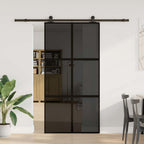 Porta Scorrevole in Vetro Temperato e Alluminio 102,5x205 cm