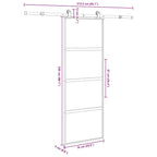 Porta Scorrevole in Vetro Temperato e Alluminio 76x205 cm con Ferramenta