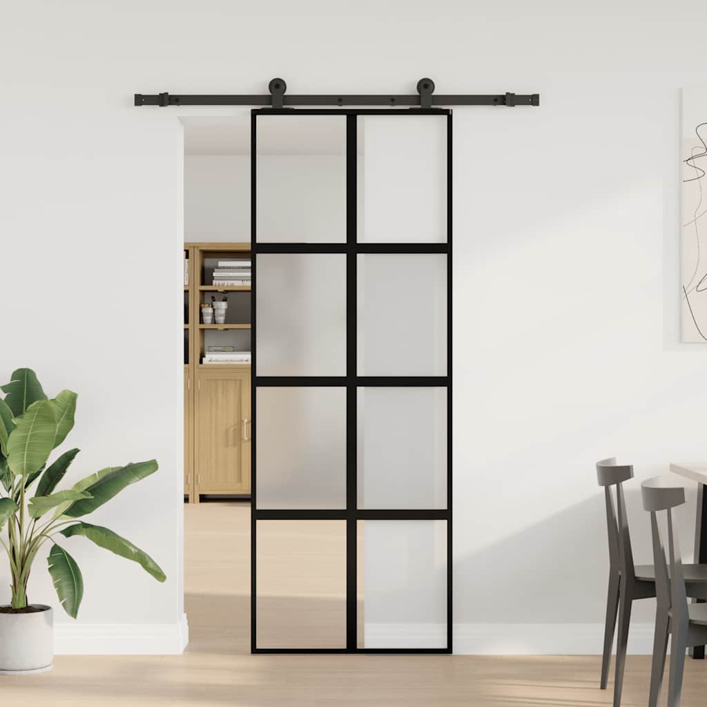 Porta Scorrevole Vetro Temperato Alluminio 76x205 cm