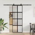 Porta Scorrevole in Vetro Temperato e Alluminio 76x205 cm
