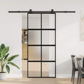 Porta Scorrevole in Vetro Temperato e Alluminio 90x205 cm
