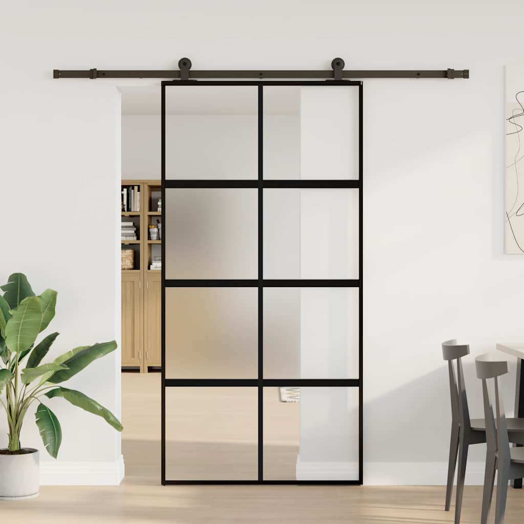 Porta Scorrevole in Vetro Temperato e Alluminio 102,5x205 cm