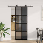 Porta Scorrevole in Vetro Temperato e Alluminio 76x205 cm