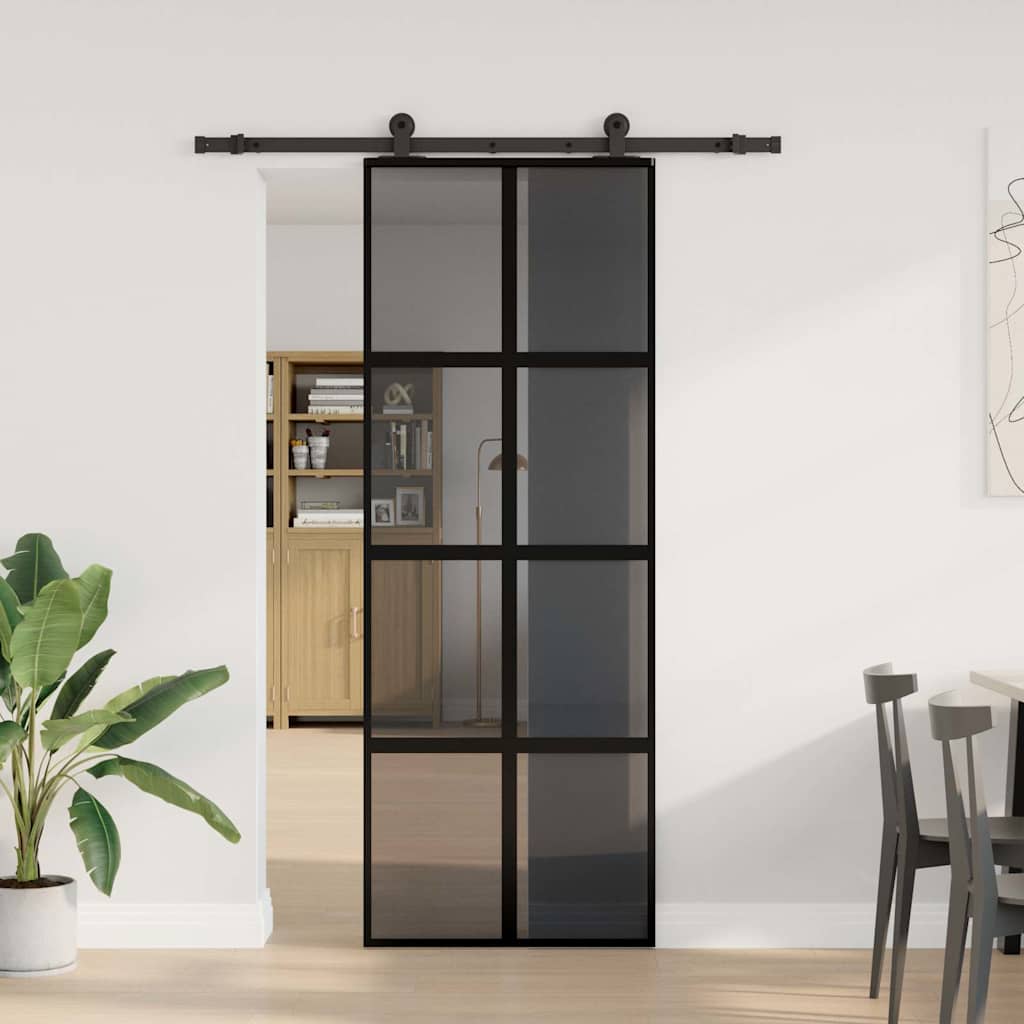 Porta Scorrevole in Vetro Temperato e Alluminio 76x205 cm