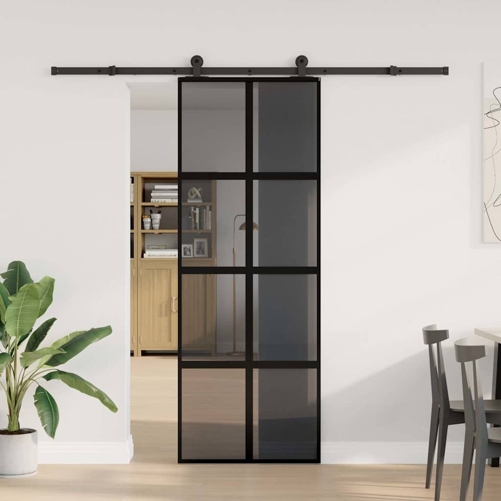 Porta Scorrevole in Vetro Temperato e Alluminio 76x205 cm