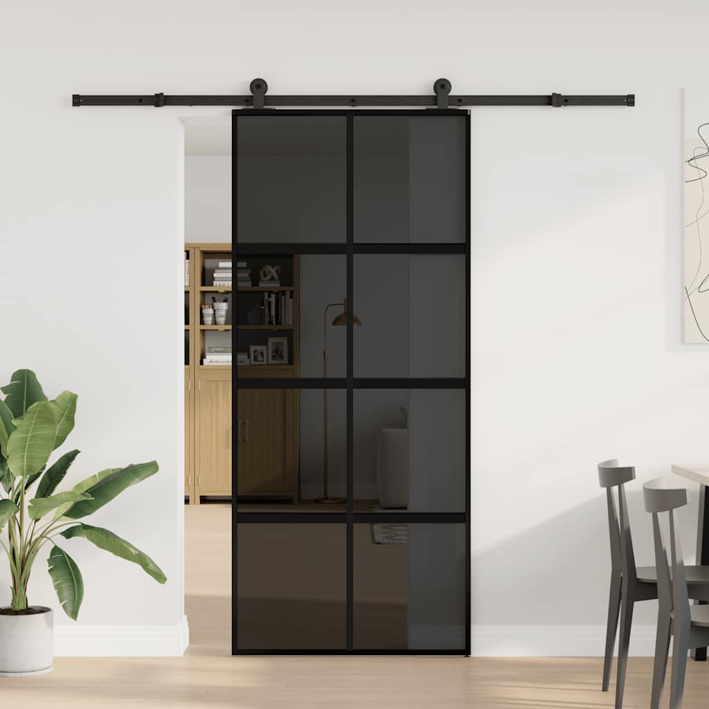 Porta Scorrevole in Vetro Temperato e Alluminio 90x205 cm