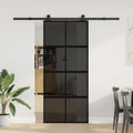 Porta Scorrevole in Vetro Temperato e Alluminio 90x205 cm