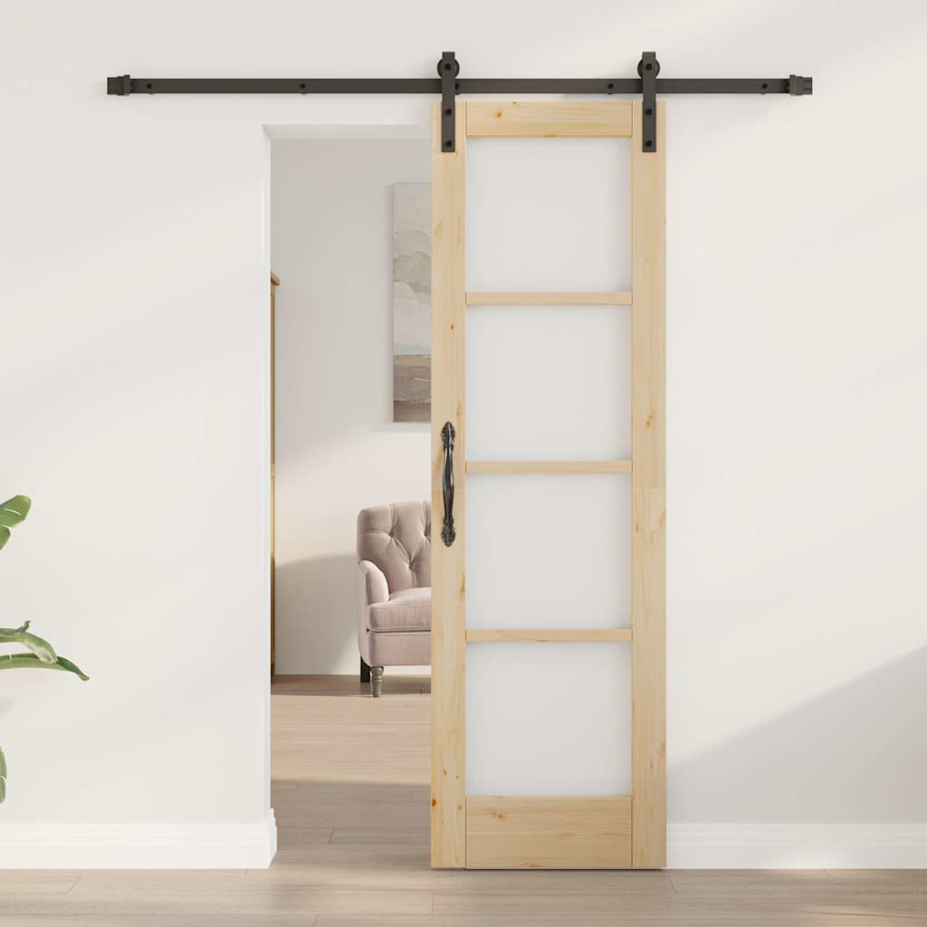 Porta scorrevole ORKDAL in legno massello di pino e vetro 61 x 198,5 cm colore naturale