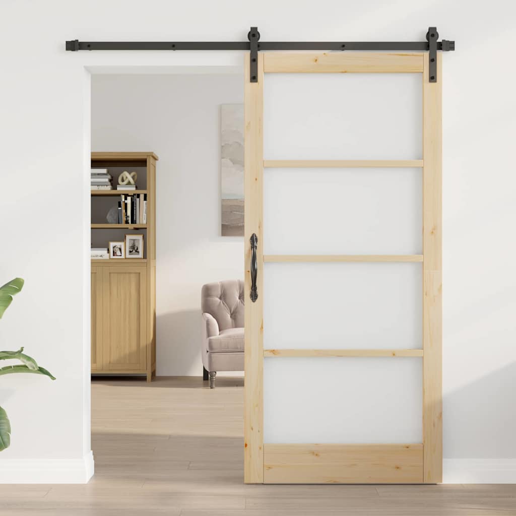 Porta scorrevole ORKDAL Naturale e Nero 93 x 202 cm