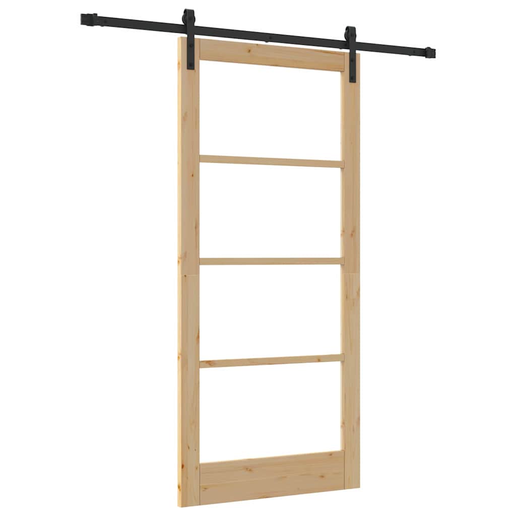 Porta scorrevole ORKDAL Naturale e Nero 93 x 202 cm