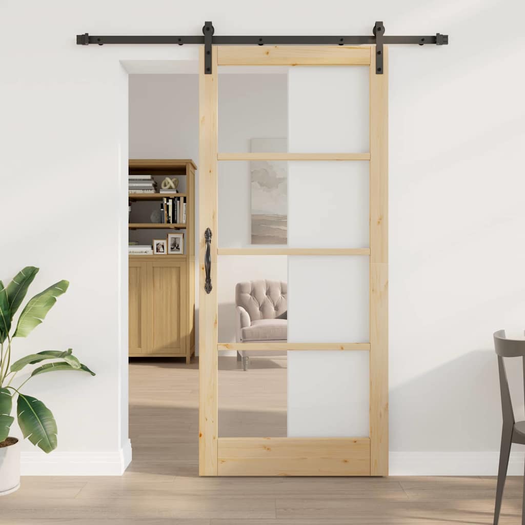 Porta Scorrevole ORKDAL Naturale e Nero 93 x 211 cm