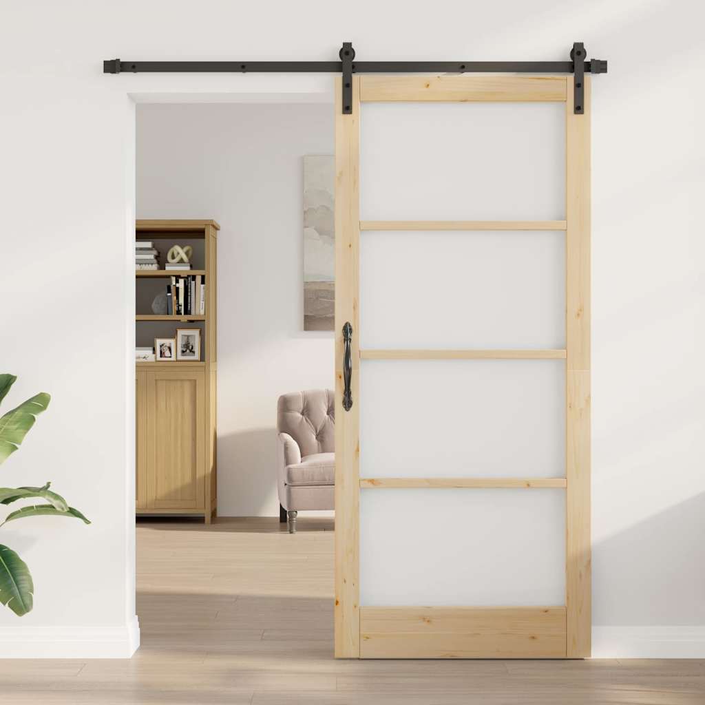Porta Scorrevole ORKDAL Naturale e Nero 93 x 211 cm