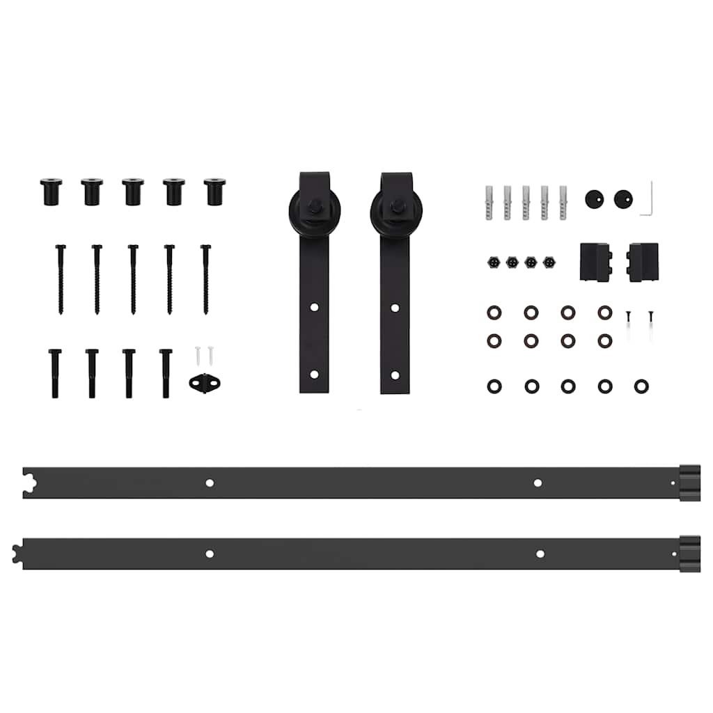 Porta scorrevole ORKDAL legno massello di pino e vetro 93 x 232 cm naturale nero