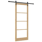 Porta scorrevole ORKDAL legno massello di pino e vetro 93 x 232 cm naturale nero