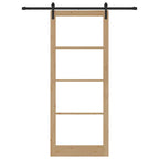 Porta scorrevole ORKDAL legno massello di pino e vetro 93 x 232 cm naturale nero