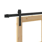 Porta scorrevole ORKDAL legno massello pino e vetro 61 x 198,5 cm naturale e nero