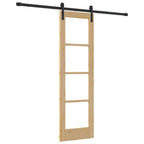 Porta scorrevole ORKDAL legno massello pino e vetro 61 x 198,5 cm naturale e nero