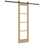 Porta scorrevole ORKDAL legno massello pino e vetro 61 x 198,5 cm naturale e nero