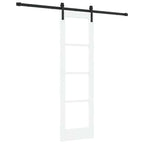Porta scorrevole ORKDAL bianco e nero 61 x 198,5 cm in legno massello di pino e vetro