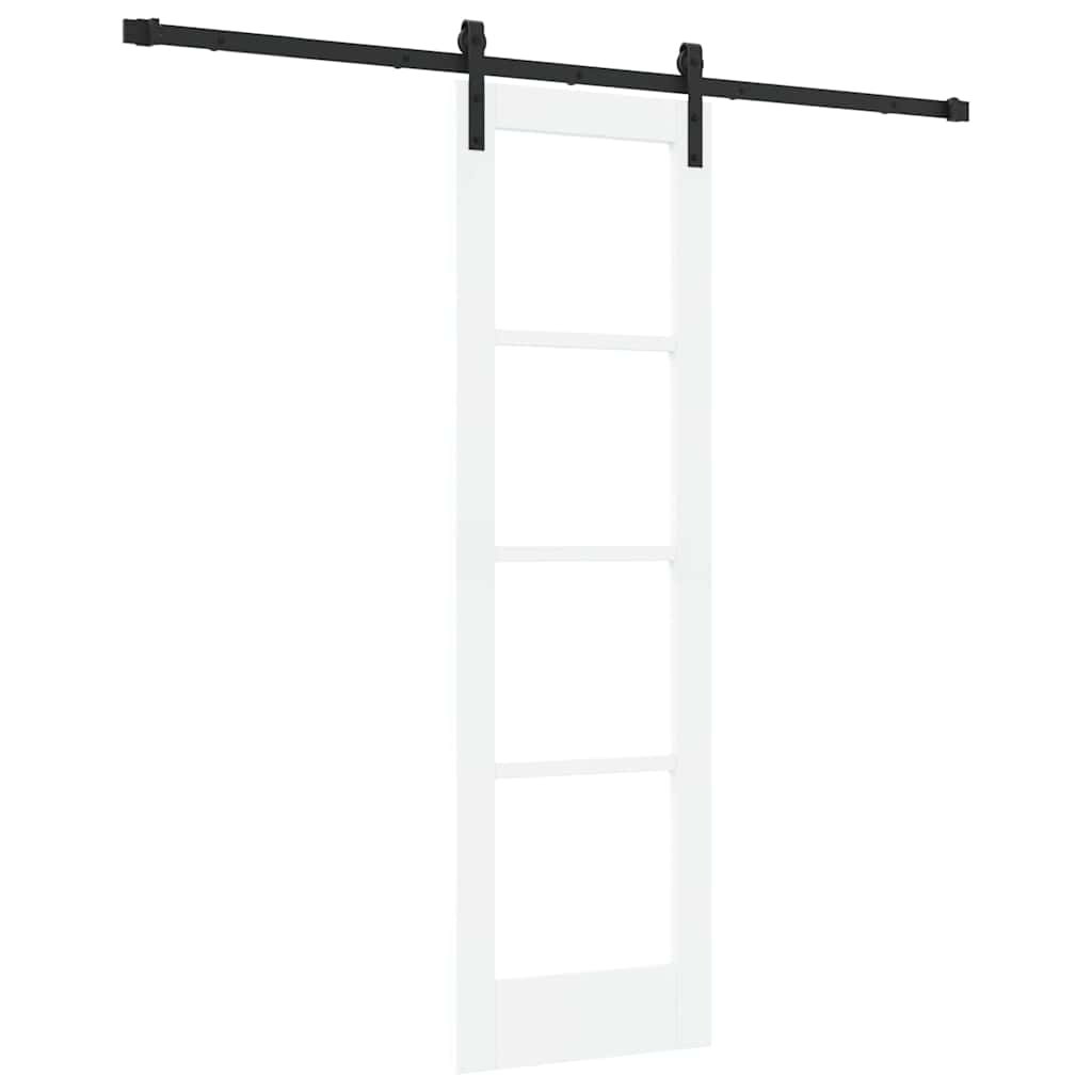 Porta scorrevole ORKDAL bianco e nero 61 x 198,5 cm in legno massello di pino e vetro