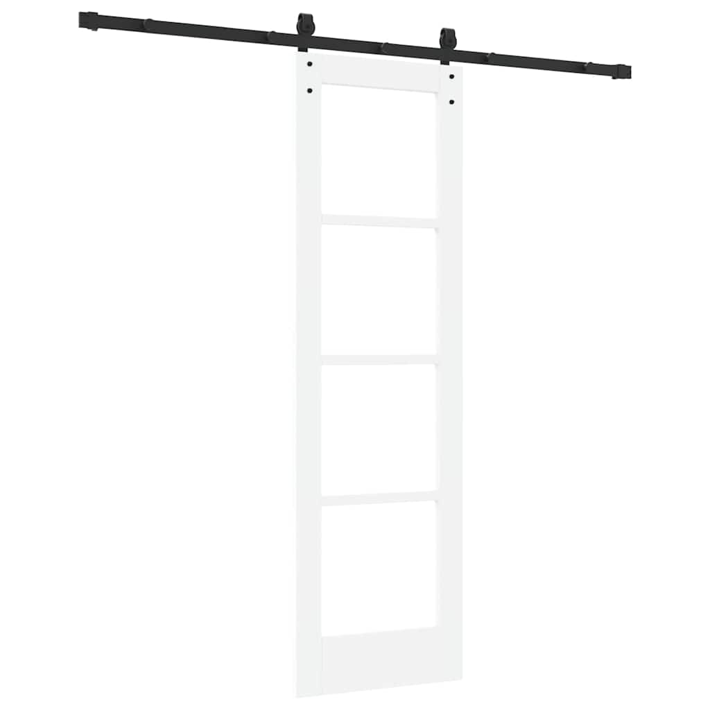 Porta scorrevole ORKDAL bianco e nero 61 x 198,5 cm in legno massello di pino e vetro