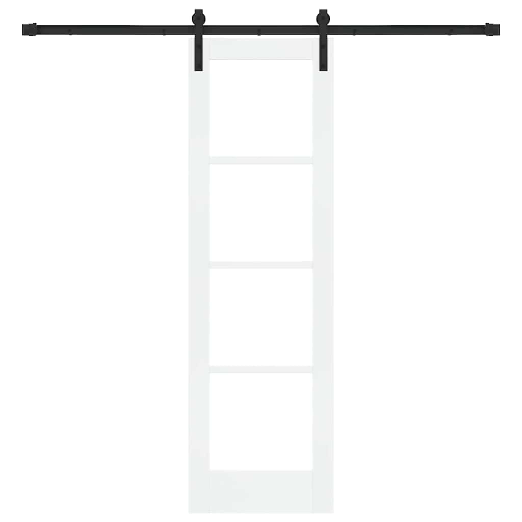 Porta scorrevole ORKDAL bianco e nero 61 x 198,5 cm in legno massello di pino e vetro