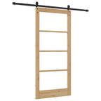 Porta scorrevole ORKDAL 93 x 202 cm legno pino e vetro naturale nero