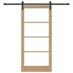 Porta scorrevole ORKDAL 93 x 202 cm legno pino e vetro naturale nero
