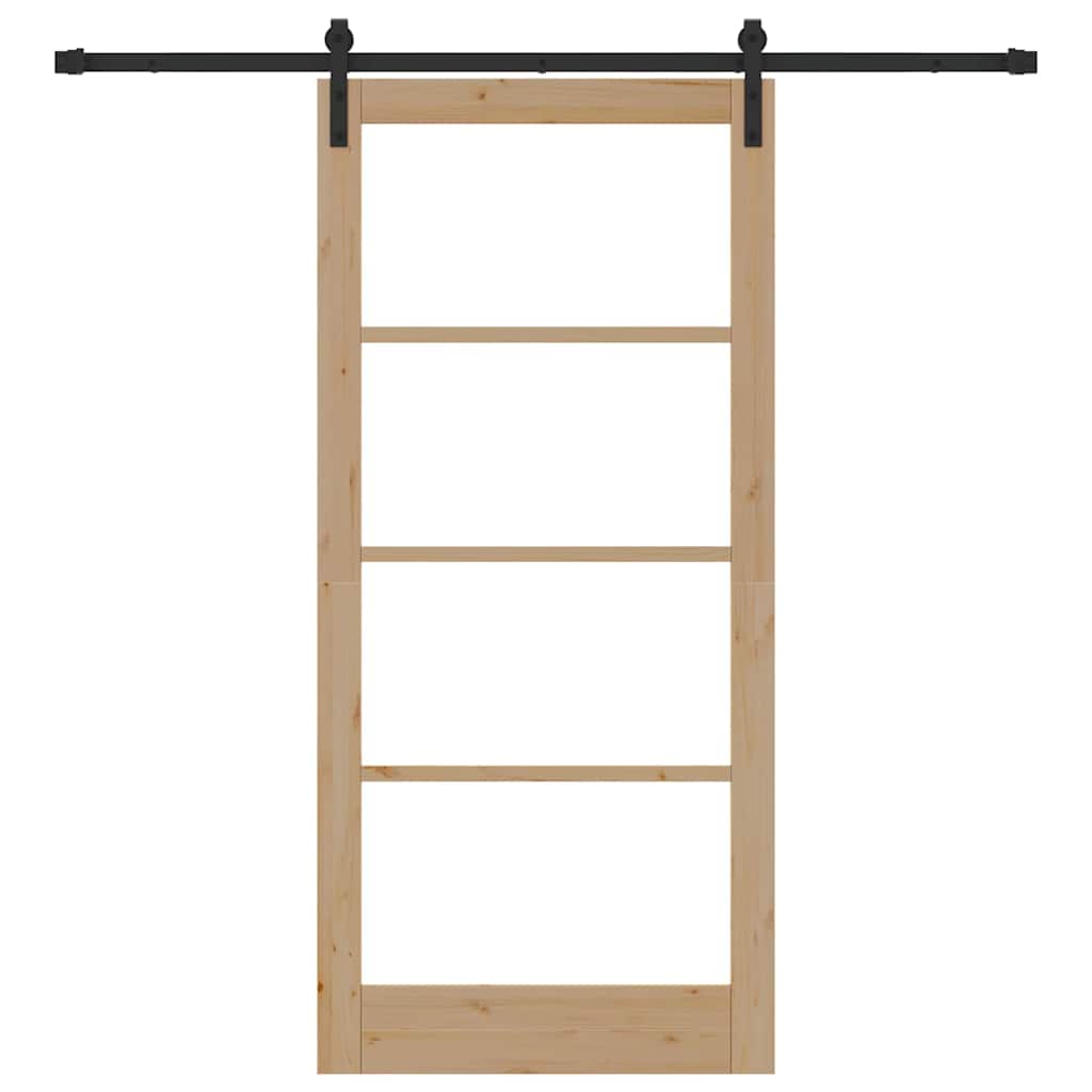 Porta scorrevole ORKDAL 93 x 202 cm legno pino e vetro naturale nero