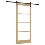 Porta scorrevole ORKDAL legno massello pino e vetro 93 x 211 cm naturale nero