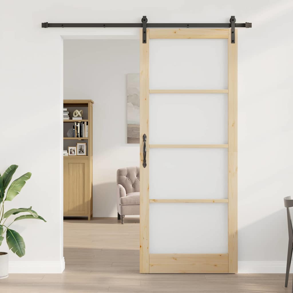 Porta scorrevole ORKDAL Naturale e Nero 93 x 232 cm